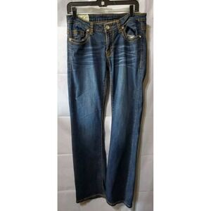 Women's Machine Blue Denim jeans Distressed 32W33L Bootcut Western-core